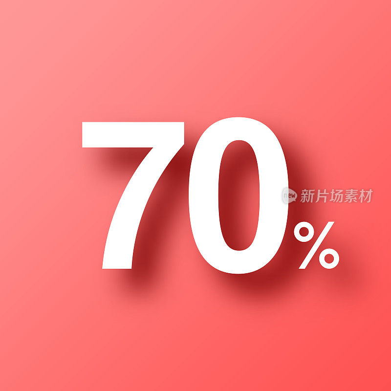 70% - 70%。图标在红色背景与阴影